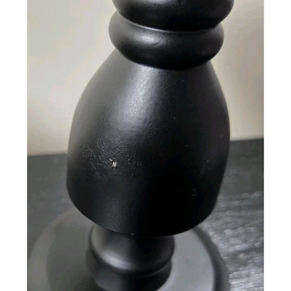 Pair Of Threshold Black Ornate Pedestal Pillar‎ Candle Holder 7